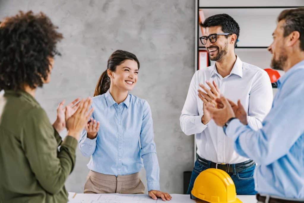 A team promoting safe working environment in an architect firm.
