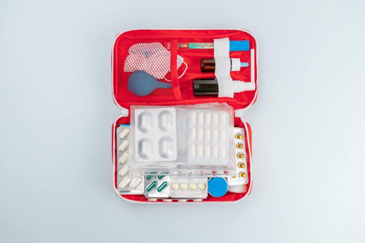 Medication, first aid kit for travel
