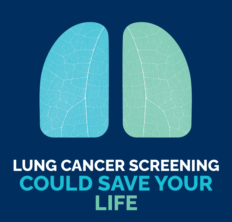 Illustration of lungs and words to promote the National Lung Cancer Screening Program in Australia.