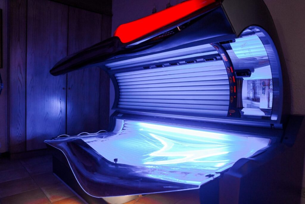 Picture showing modern solarium tanning bed